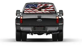 AMERİKAN bayrağı kartal uçan arka cam delikli grafik çıkartma kamyon vatansever