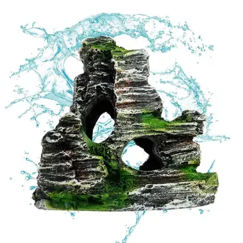 Reçine Döşeli Süslemeleri Yapay Hideout Mağara Düzeni Prop su tankı Akvaryum Peyzaj Kaya Mağarası Yapı Dekor