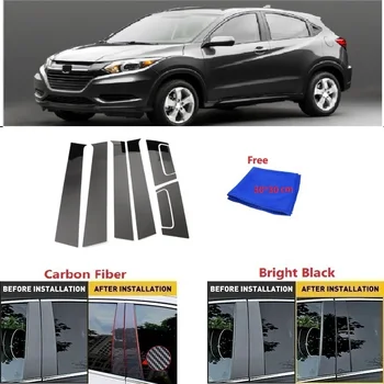 Honda HRV İçin Fit HR-V 2016-2020 Karbon Fiber Siyah Araba Pencere Kapı Sütun BC Pillar Sonrası Kapak Trim Ayna Etkisi PC Sticker