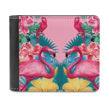 Flamingo Ve Tropikal Bahçe Moda kredi kartı cüzdanı deri Cüzdan Kişiselleştirilmiş Cüzdan Erkekler Ve Kadınlar İçin Flamingo