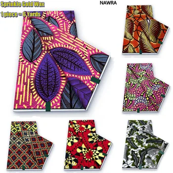 Afrika Ankara Gerçek Batik Yüksek Kaliteli Büyük Balmumu %100 % Pamuk Parlaklık Glitter Altın Baskı Batik Yumuşak Afrika Elbiseler Kadınlar için